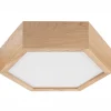 Lamkur Deckenlampe Holz Glas 6-eckig E27 32 cm breit Wohnzimmer* Flurlampen|Bürolampen