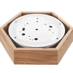 Lamkur Deckenlampe Holz Glas 6-eckig E27 32 cm breit Wohnzimmer* Flurlampen|Bürolampen