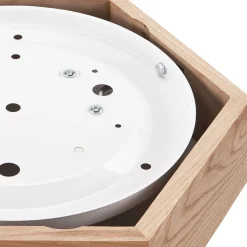 Lamkur Deckenlampe Holz Glas 6-eckig E27 32 cm breit Wohnzimmer* Flurlampen|Bürolampen