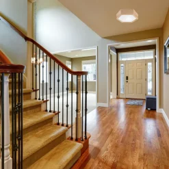 Lamkur Deckenlampe Holz Glas 6-eckig E27 32 cm breit Wohnzimmer* Flurlampen|Bürolampen