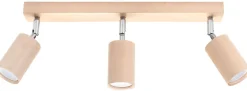 Sollux Deckenlampe Holz L:45cm 3x GU10 Strahler Spot Lampe* Deckenleuchten|Spots