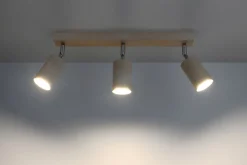 Sollux Deckenlampe Holz L:45cm 3x GU10 Strahler Spot Lampe* Deckenleuchten|Spots