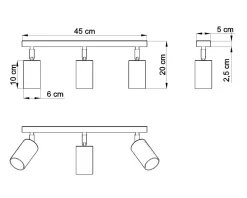 Sollux Deckenlampe Holz L:45cm 3x GU10 Strahler Spot Lampe* Deckenleuchten|Spots