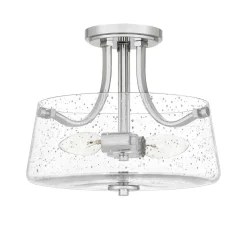 Hot Elstead Deckenlampe Jugendstil rund Ø 31,3 cm Nickel Metall Regenglas