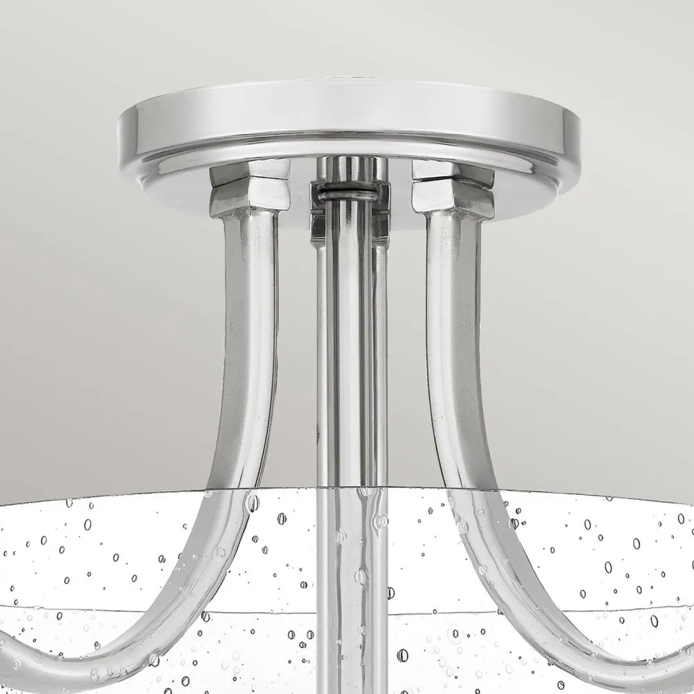 Hot Elstead Deckenlampe Jugendstil rund Ø 31,3 cm Nickel Metall Regenglas