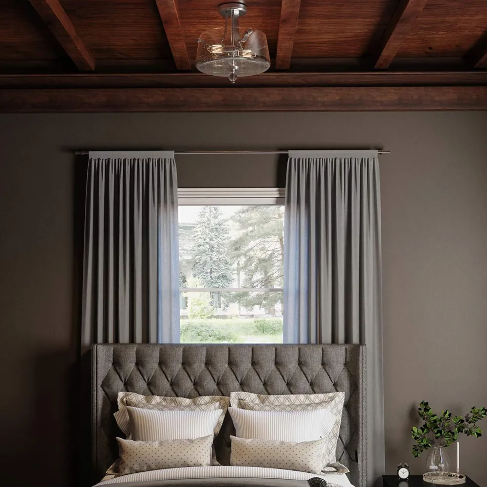 Hot Elstead Deckenlampe Jugendstil rund Ø 31,3 cm Nickel Metall Regenglas