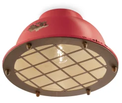 Ferroluce Deckenlampe Keramik Ø 35 cm Rot Shabby Antik Rostbraun