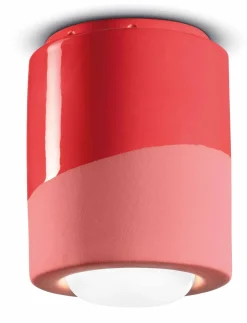 Sale Ferroluce Deckenlampe Keramik D: 12,5 cm Aufputz Koralle E27 rund