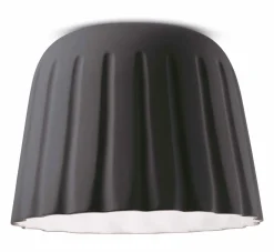 Ferroluce Deckenlampe Keramik E27 Ø 40 cm rund Dunkelgrau Handarbeit* Wohnzimmerlampen|Keramiklampen