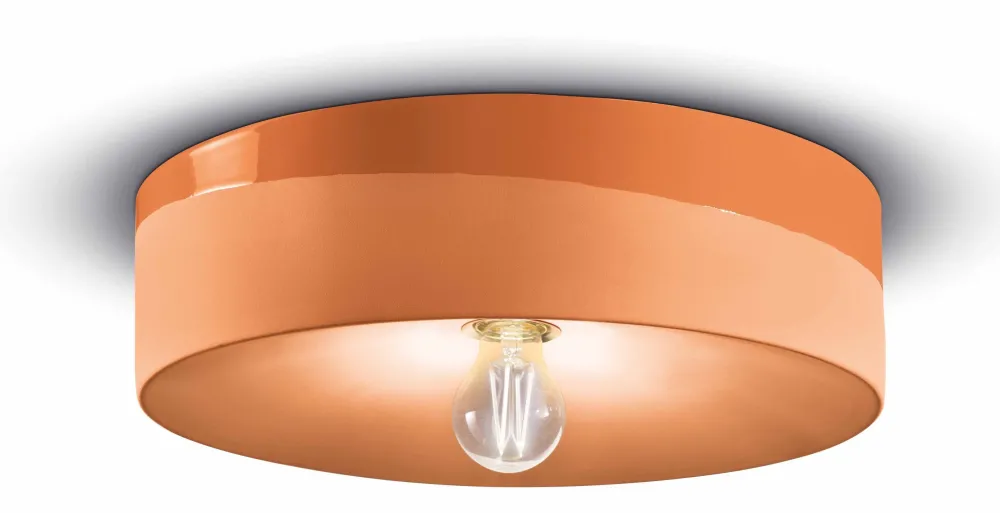 Ferroluce Deckenlampe Keramik E27 D: 40 cm Orange rund Retro* Deckenleuchten|Flurlampen