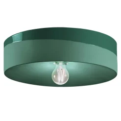 Ferroluce Deckenlampe Keramik E27 D: 40 cm rund Grün Handarbeit