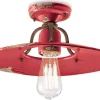 Best Ferroluce Deckenlampe Keramik Metall E27 Ø 40 cm Rot Shabby Antik