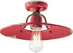 Best Ferroluce Deckenlampe Keramik Metall E27 Ø 40 cm Rot Shabby Antik
