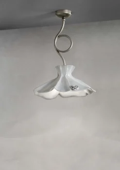 Online Ferroluce Deckenlampe Keramik Metall E27 in Silber Weiß Landhaus