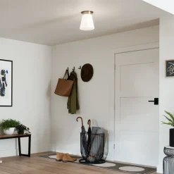 Elstead Deckenlampe klein B: 21,6 cm E27 Metall Glas in Bronze Weiß* Deckenleuchten|Flurlampen