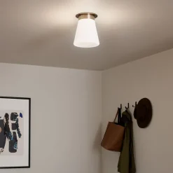 Elstead Deckenlampe klein B: 21,6 cm E27 Metall Glas in Bronze Weiß* Deckenleuchten|Flurlampen