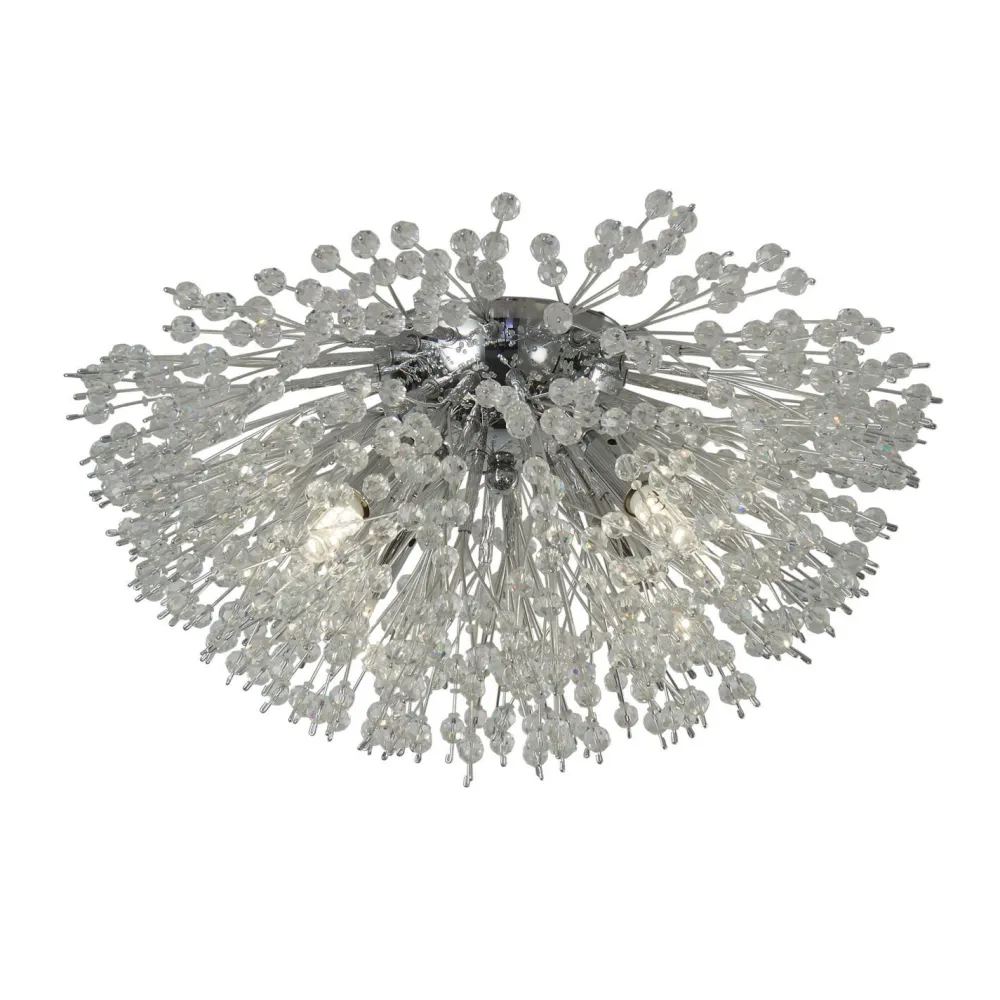 Searchlight Deckenlampe Kristall Ø 39 cm 4-flammig G9 Chrom Klar