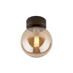TK Lighting Deckenlampe Kugel klein Ø 12 cm H: 15 cm Rauchglas Metall G9* Deckenleuchten|Badezimmer Lampe