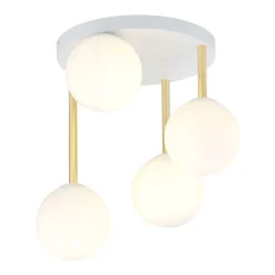 Emibig Deckenlampe Kugel Schirme Glas Metall E14 Weiß Gold* Deckenleuchten|Bürolampen