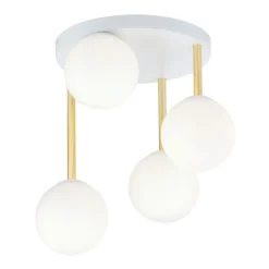 Emibig Deckenlampe Kugel Schirme Glas Metall E14 Weiß Gold* Deckenleuchten|Bürolampen