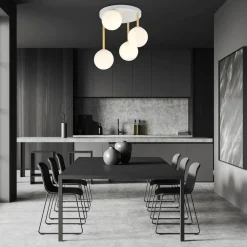 Emibig Deckenlampe Kugel Schirme Glas Metall E14 Weiß Gold* Deckenleuchten|Bürolampen