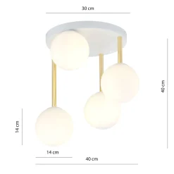 Emibig Deckenlampe Kugel Schirme Glas Metall E14 Weiß Gold* Deckenleuchten|Bürolampen
