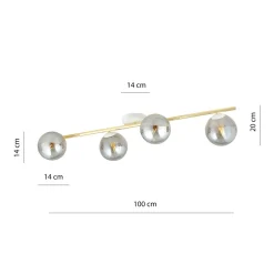 Emibig Deckenlampe Kugel Schirme Glas Metall 100 cm lang* Deckenleuchten|Flurlampen