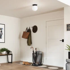 Sale Elstead Deckenlampe Kugelschirm Glas Metall Ø 20,3 cm Schwarz Weiß E27