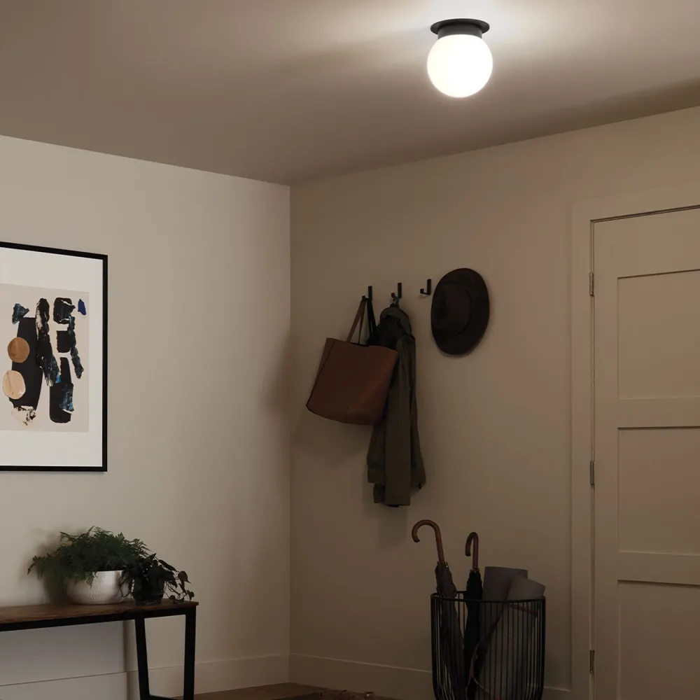 Sale Elstead Deckenlampe Kugelschirm Glas Metall Ø 20,3 cm Schwarz Weiß E27