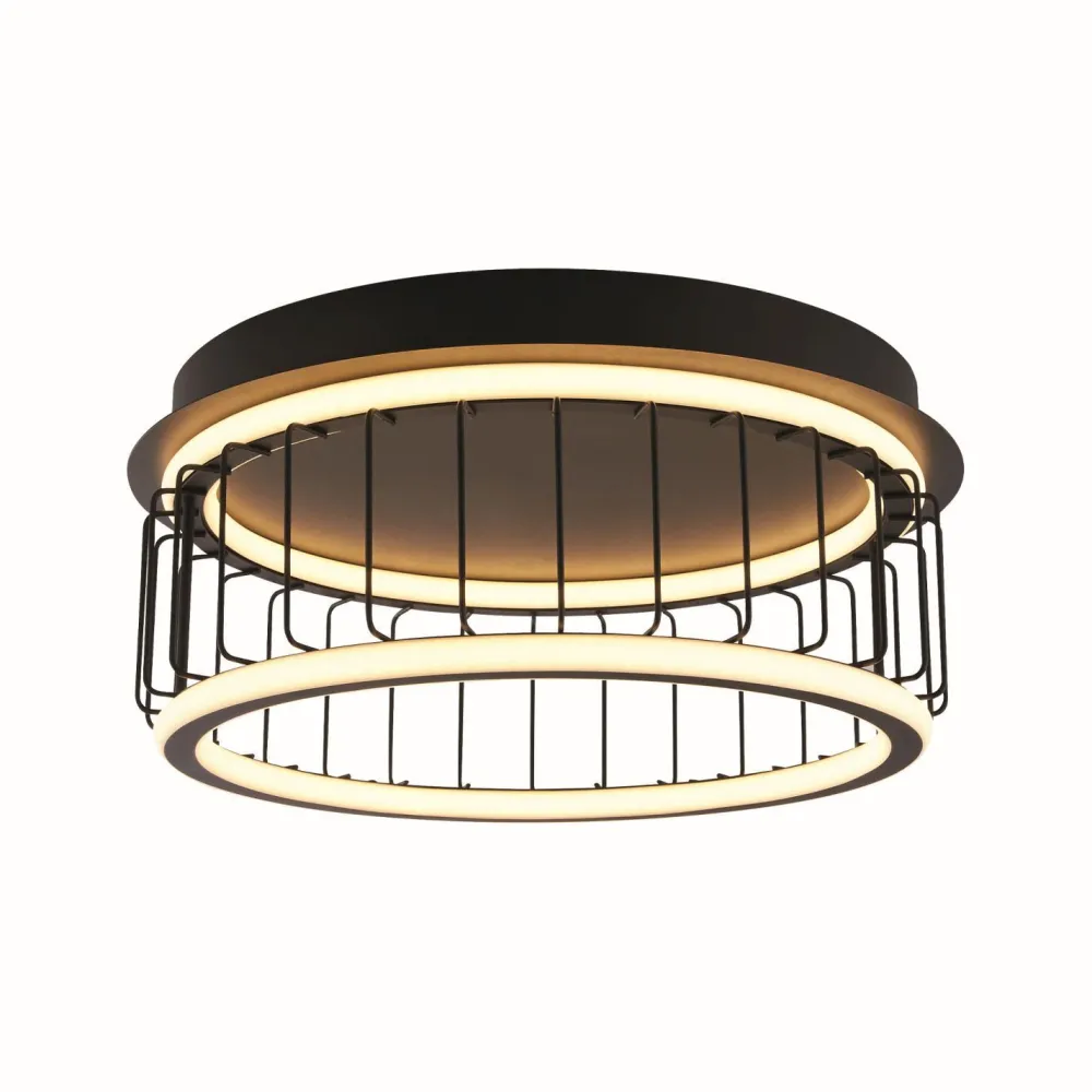 Searchlight Deckenlampe LED rund Schwarz Weiß 3000 K 1074 lm D: 40 cm* Wohnzimmerlampen|Schlafzimmer Lampen