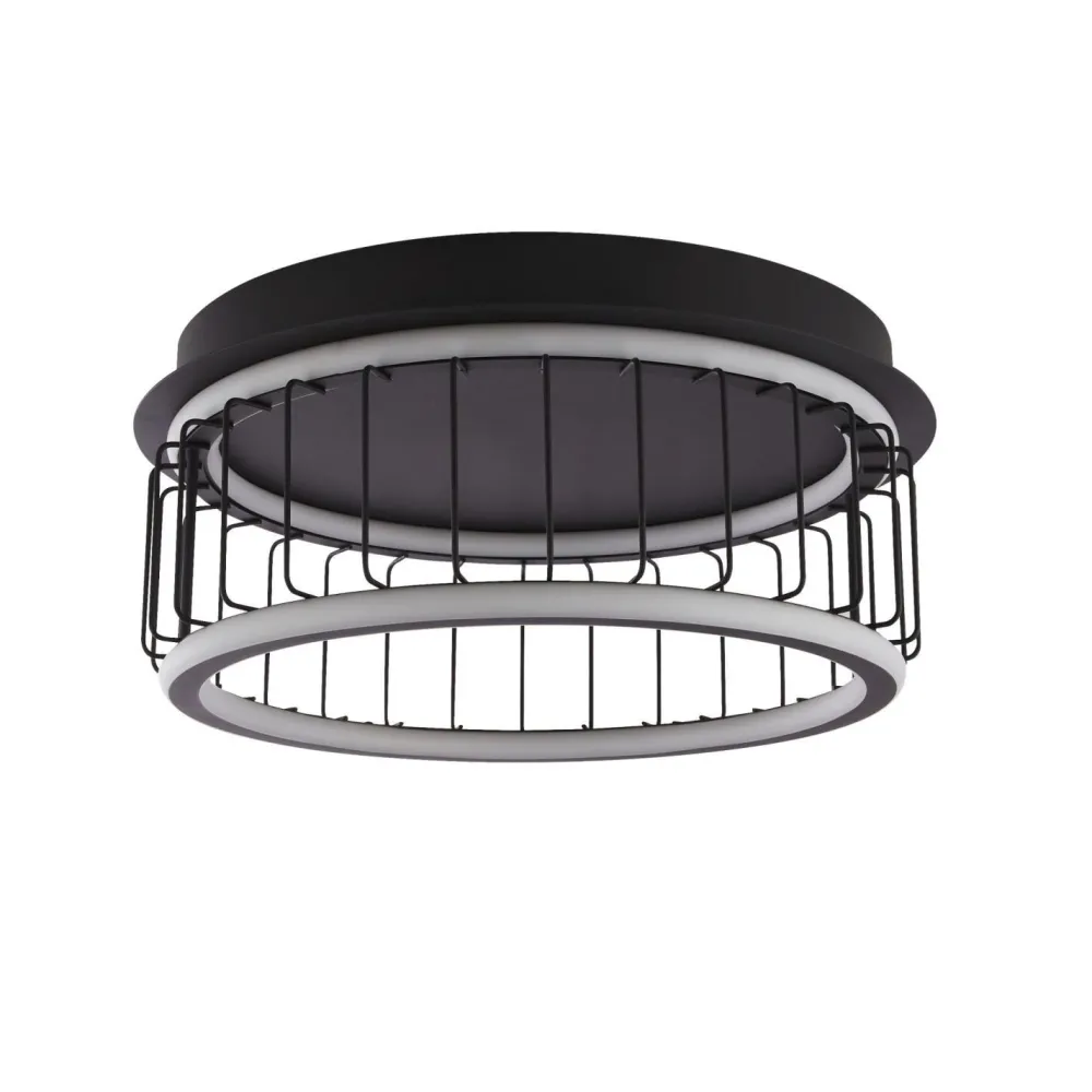 Searchlight Deckenlampe LED rund Schwarz Weiß 3000 K 1074 lm D: 40 cm* Wohnzimmerlampen|Schlafzimmer Lampen