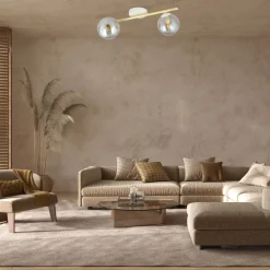 Sale Emibig Deckenlampe LUISELLA 55 cm lang Weiß Graphit Gold