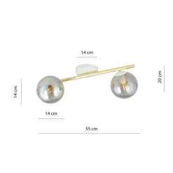 Sale Emibig Deckenlampe LUISELLA 55 cm lang Weiß Graphit Gold