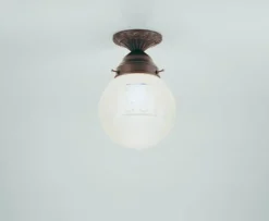 Berliner Messingleuchten Deckenlampe Messing Antik Glas blendarm Muster B:15 cm