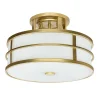 Elstead Deckenlampe Messing Creme 3x E27 Ø 34 cm rund SHOJI