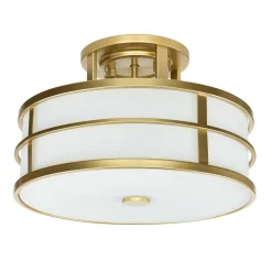 Elstead Deckenlampe Messing Creme 3x E27 Ø 34 cm rund SHOJI