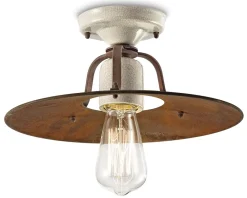 Ferroluce Deckenlampe Metall E27 rund Ø 30 cm Creme Rostbraun