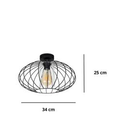 Online Belis Deckenlampe Metall E27 rund Ø34 cm Schwarz Retro Design