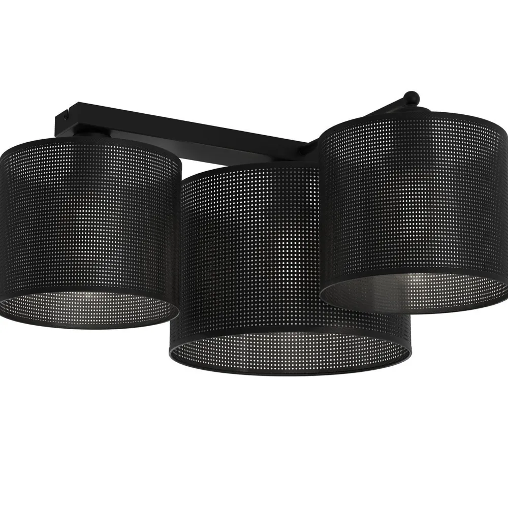 Hot Luminex Deckenlampe Metall E27 Schwarz 3-flammig L:43 cm LITITA