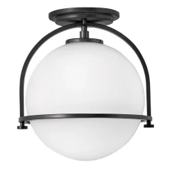 Elstead Deckenlampe Metall Glas Ø 28,2 cm rund Schwarz Weiß E27* Deckenleuchten|Badezimmer Lampe