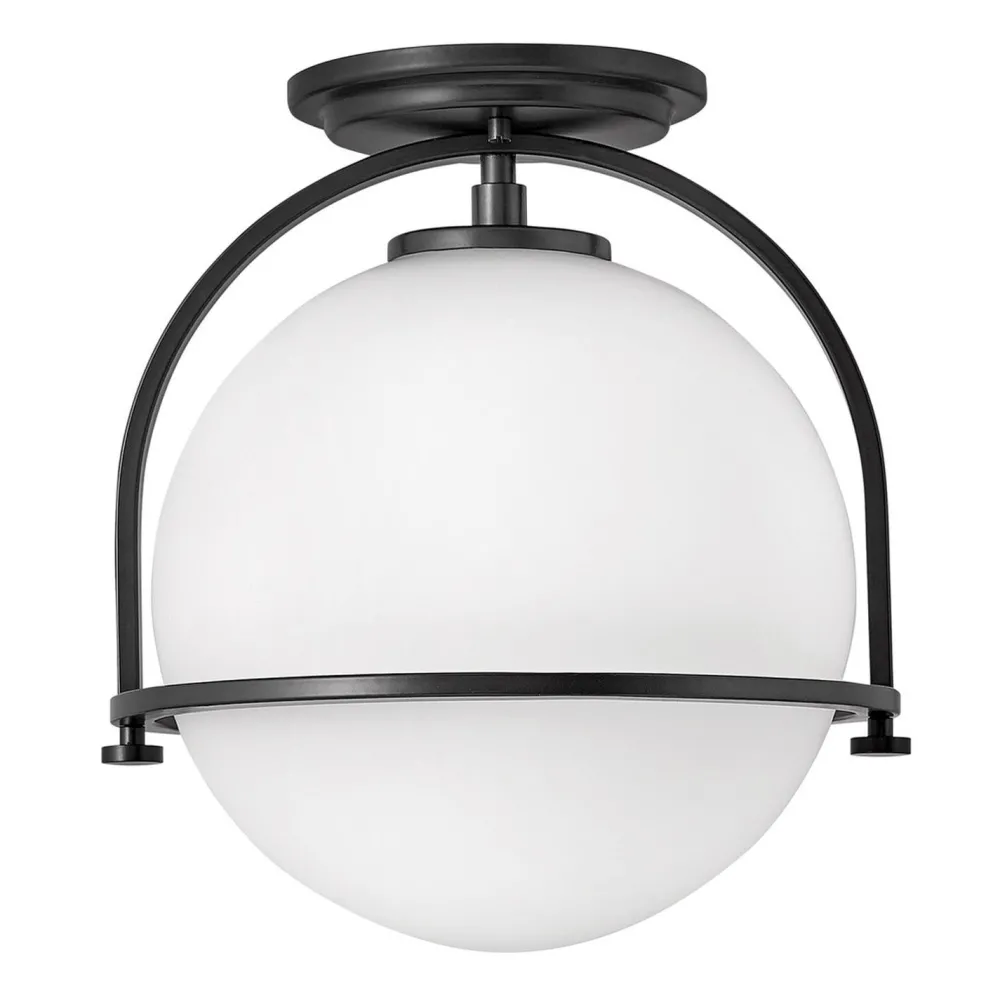 Elstead Deckenlampe Metall Glas Ø 28,2 cm rund Schwarz Weiß E27* Deckenleuchten|Badezimmer Lampe