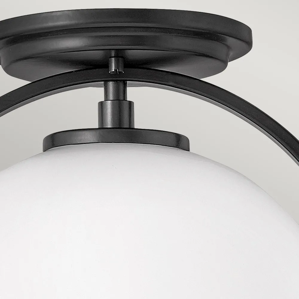 Elstead Deckenlampe Metall Glas Ø 28,2 cm rund Schwarz Weiß E27* Deckenleuchten|Badezimmer Lampe