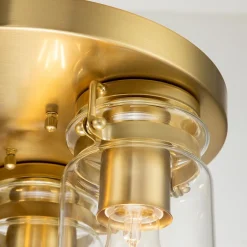 Online Elstead Deckenlampe Metall Glas B: 28,2 cm in Messing gebürstet E27