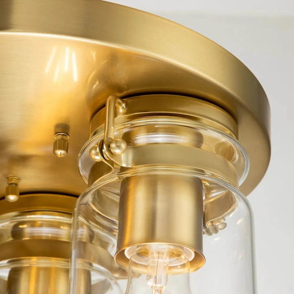 Online Elstead Deckenlampe Metall Glas B: 28,2 cm in Messing gebürstet E27