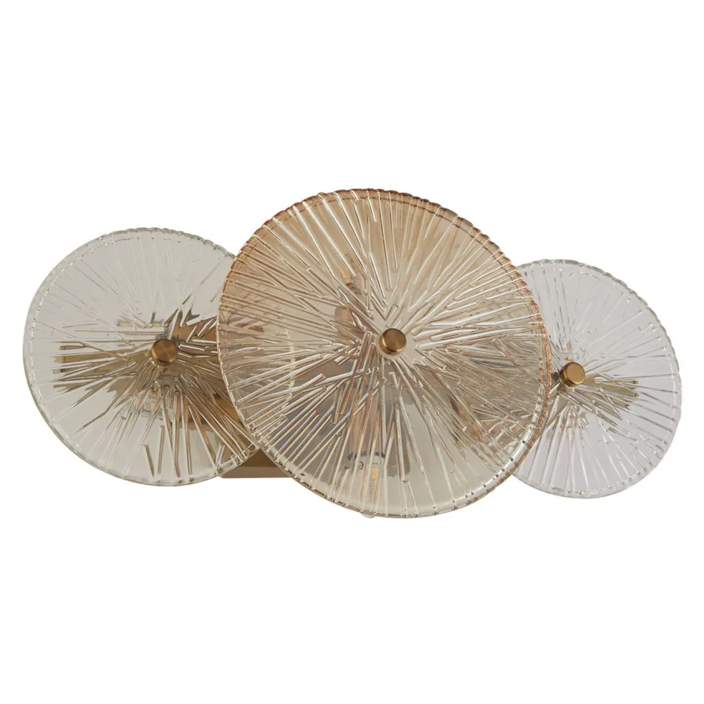 Searchlight Deckenlampe Metall Glas B: 40 cm in Messing Bernstein Klar* Glaslampen|Designerlampen