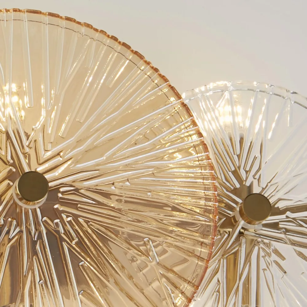 Searchlight Deckenlampe Metall Glas B: 40 cm in Messing Bernstein Klar* Glaslampen|Designerlampen