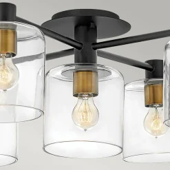 Elstead Deckenlampe Metall Glas E27 80,8 cm breit Vintage KAIRO* Deckenleuchten|Badezimmer Lampe