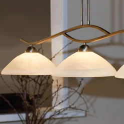 Steinhauer Deckenlampe Metall Glas in Bronze Creme 112 cm blendarm* Deckenleuchten|Badezimmer Lampe