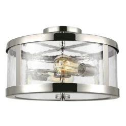 Elstead Deckenlampe Metall Glas in Nickel rund innen FLOR* Deckenleuchten|Flurlampen