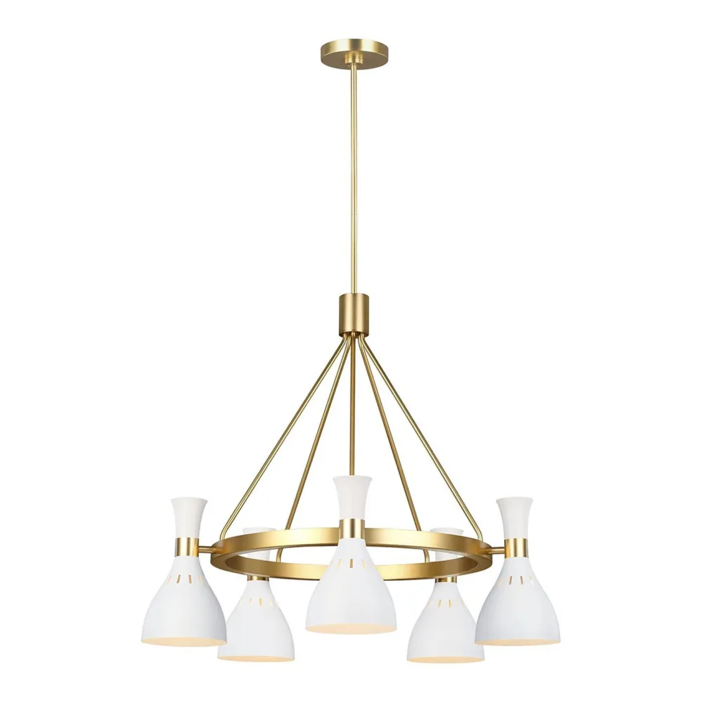 Sale Elstead Deckenlampe Metall in Weiß Messing Ø81cm Retro